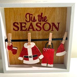 Smart Living Wooden Christmas Sign Tis the Season Santa EUC